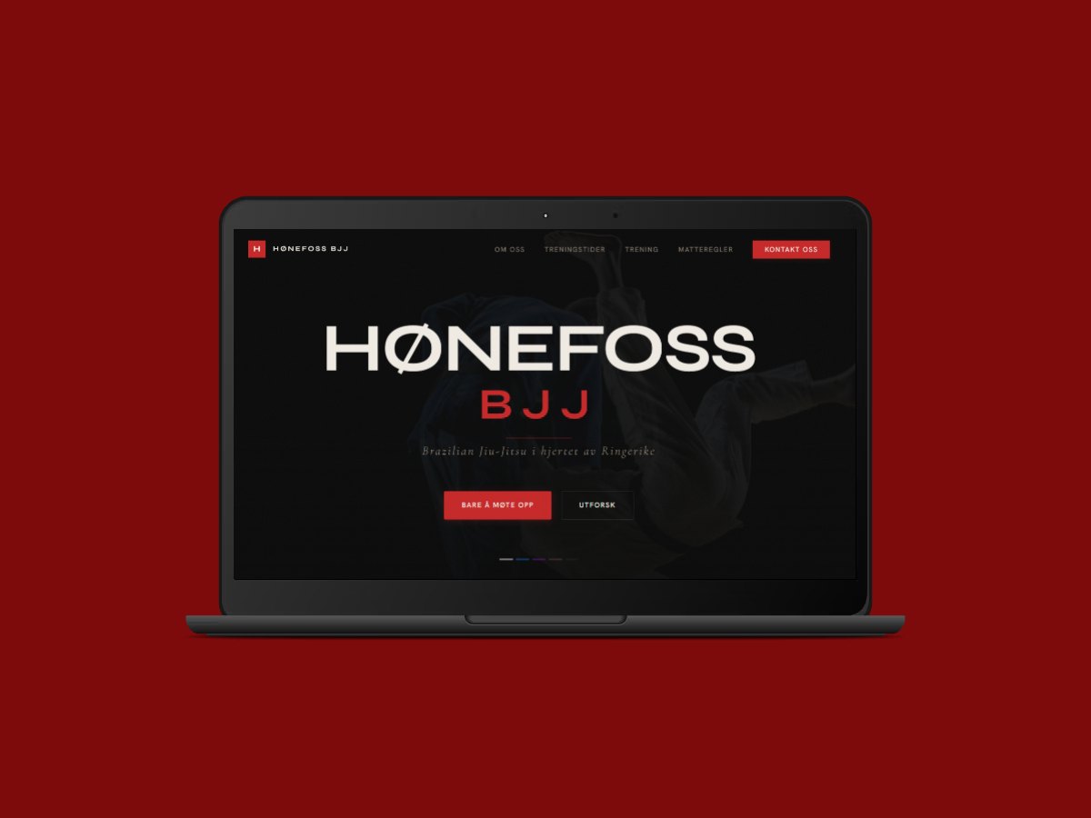 Web pro klub H&oslash;nefoss BJJ s informacemi o Brazilian Jiu-Jitsu a rozvrhem tréninků, navržen&yacute; studiem Dvojka Studio